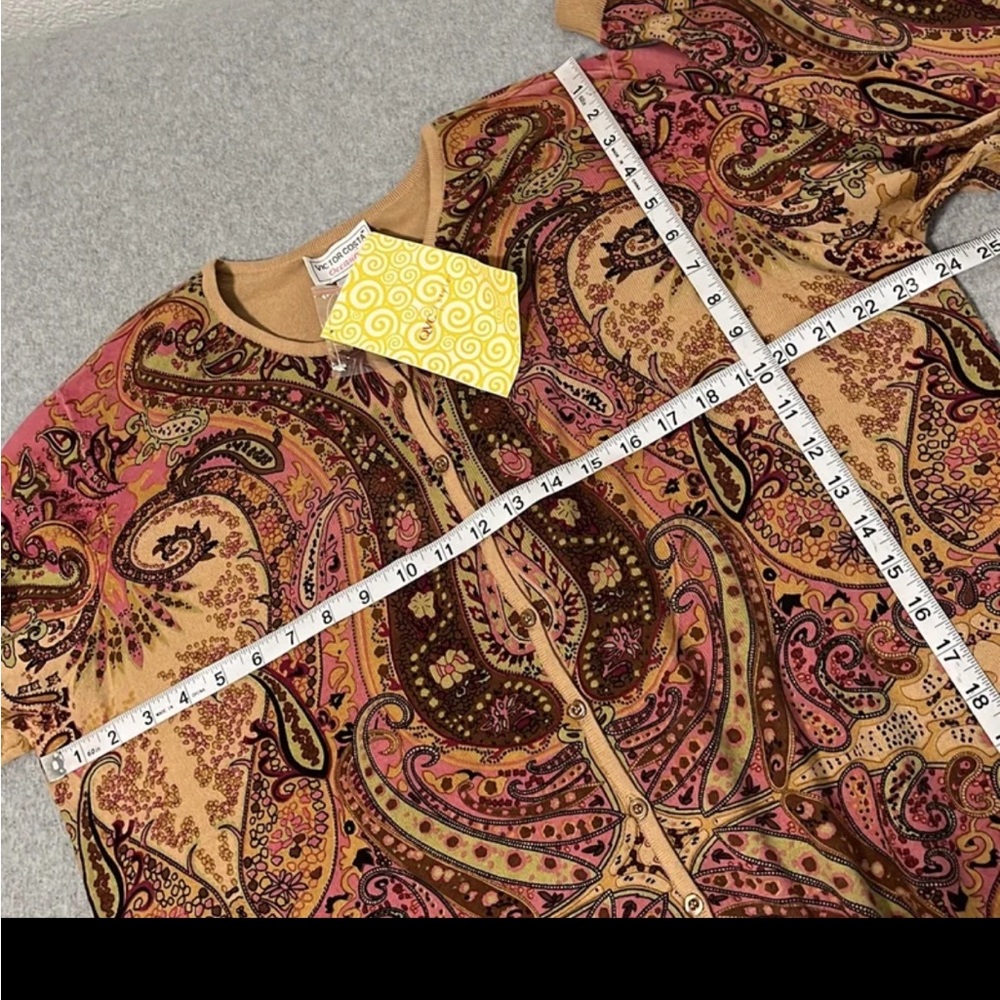 QVC Paisley Cardigan Sweater Womens 2X Button Preppy Academia Grandma Fall - Picture 3 of 8